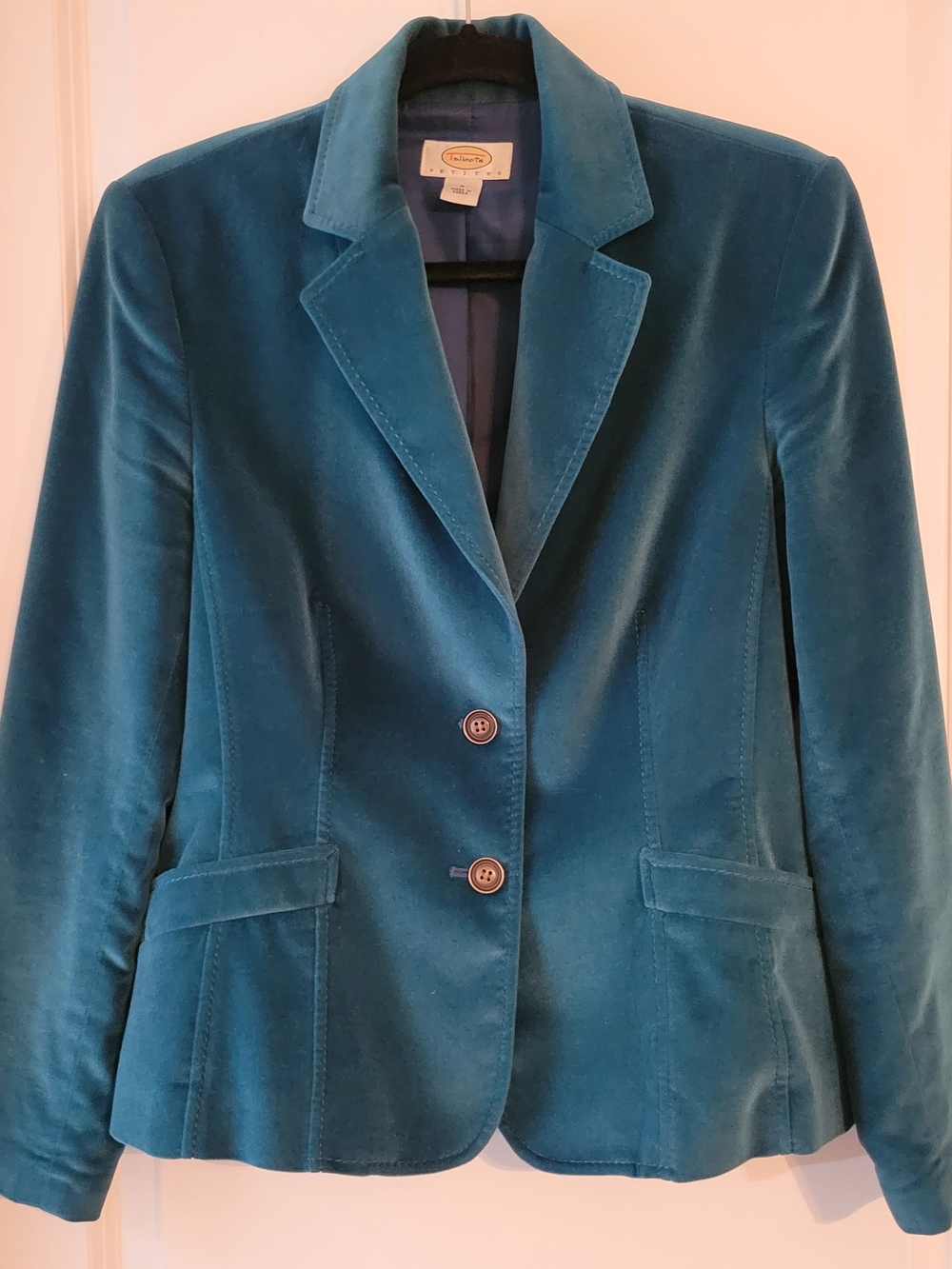 Talbots Teal Velvet Blazer - Women's Structured Two-Button Jacket